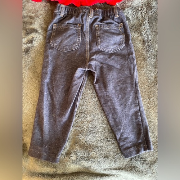 Bundle of3:red top+navy leggings+white headband(has a stain as pictured)size 18M - Picture 3 of 8